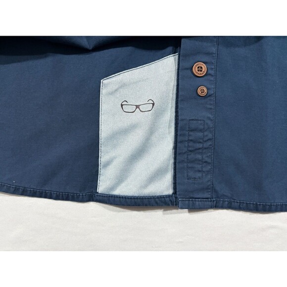 Ariat Mens Navy Rebar Washed Twill S/S Button Cotton Work Shirt Pocket Sz XL - Picture 9 of 14